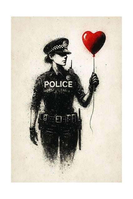 Free police heart love vector