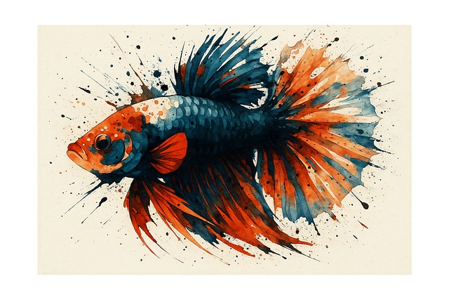 Free betta fish watercolor illustration