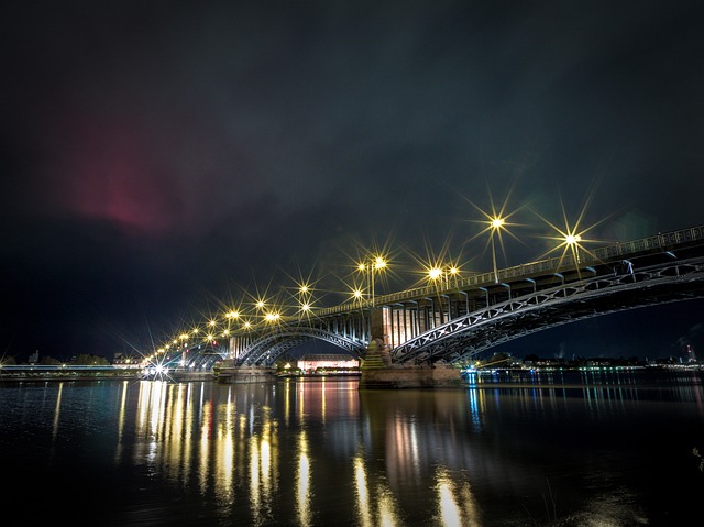 Mainz, Cidade, Arquitetura, Ponte, Noite