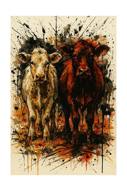 Free cow watercolor farm vector