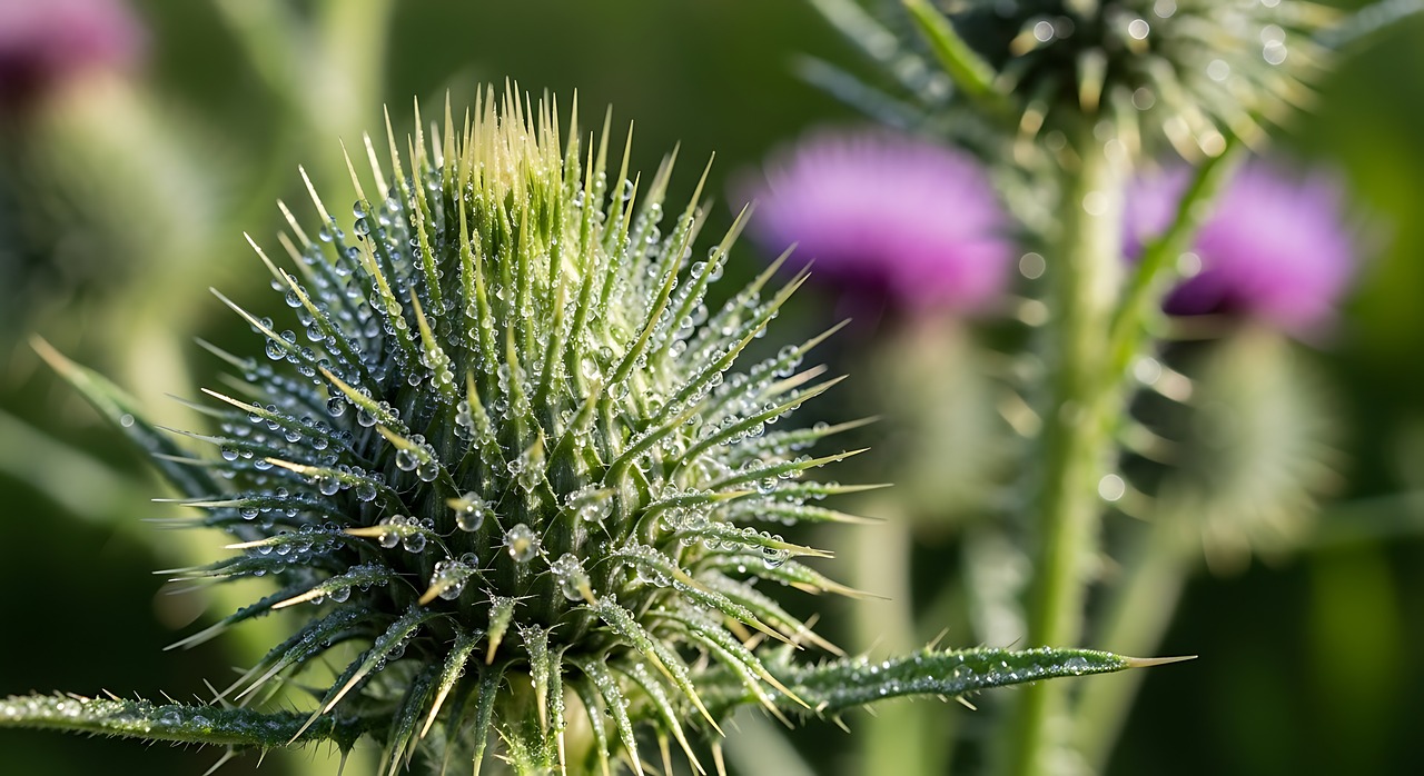 Download free HD stock image of Thistle Bud Macro Photography Free thistle bud macro photography dew drops illustration