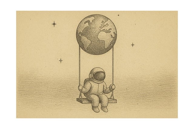 Free astronaut earth swing vector