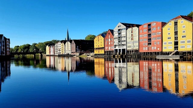 Trondheim, Norsko, Domy, Budovy