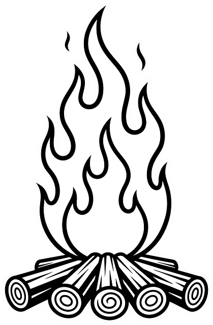 Lagerfeuer, Flammen, Baumstämme, Feuer
