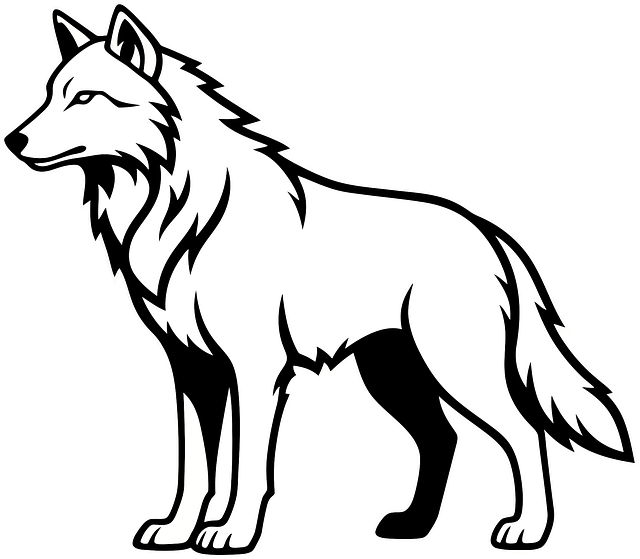 Wolf, Schetsen, Dier, Staan, Alarmeren