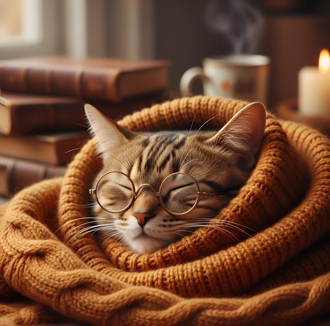 Gato deitado e relaxado em ambiente aconchegante