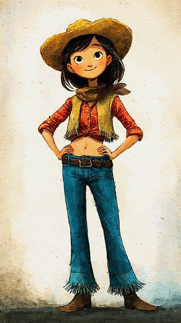 Free character cowgirl woman illustration