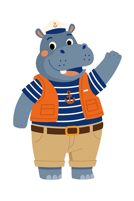 Free hippopotamus hippo sailor vector