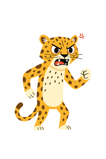 Free leopard wild cat roaring illustration