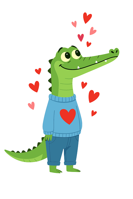 Free crocodile alligator love vector