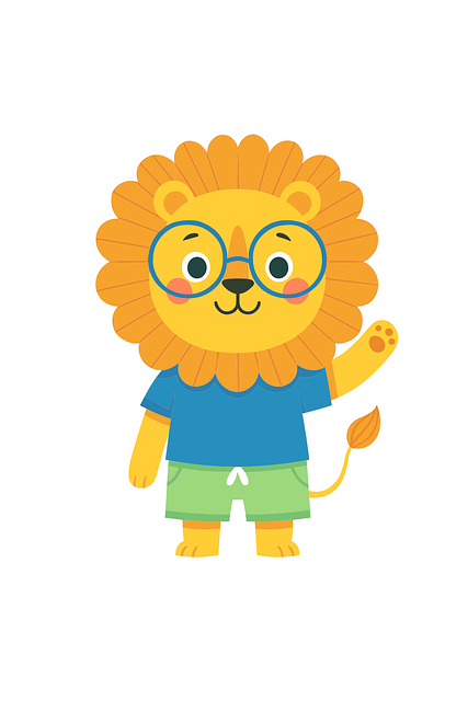 Lion, Glasses, Cute, Cartoon, Character