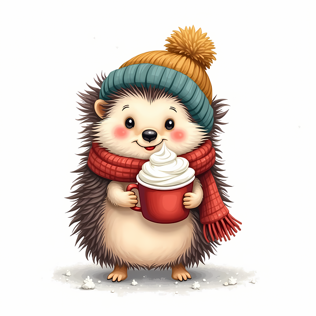 Free cute hedgehog winter hedgehog cozy illustration illustration