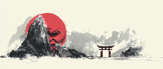 Free japanese landscape torii illustration