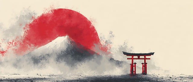 Free watercolor torii japan illustration