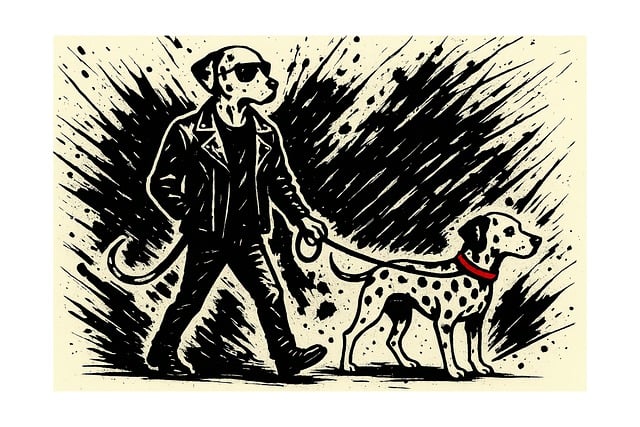 Free ink illustration dalmatian dog art vector