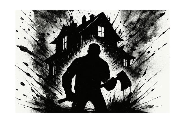 Free horror art silhouette character haunted house illustration