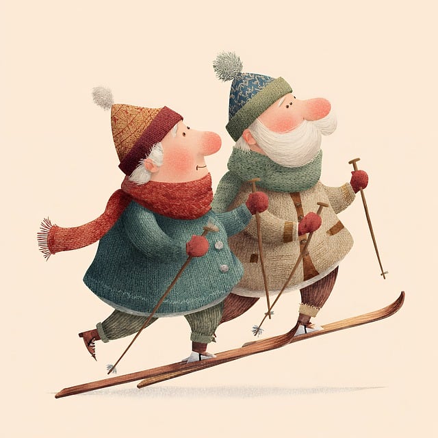 Free ai generated skiing elderly illustration