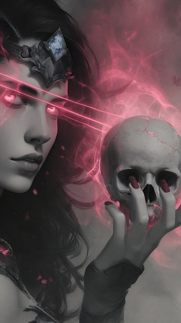 Free woman skull glowing illustration