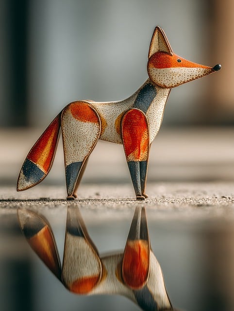 toy, vintage, fox, retro, surreal, reflection, photorealistic, nostalgia, odd, collection, classic, miniature, handmade, quirky, art, creative, composition, aesthetic, detailed, curiosity, ai generated