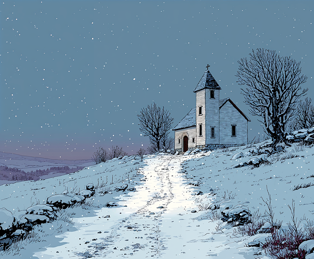 Free landscape snow church illustration