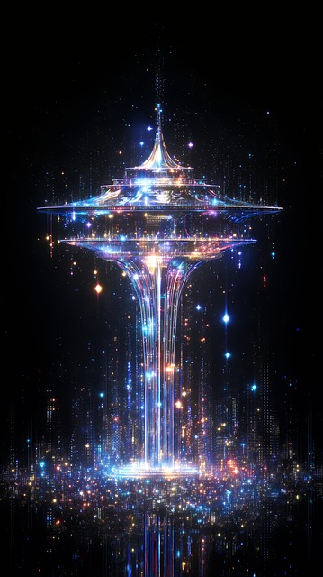 Free space needle seattle illustration