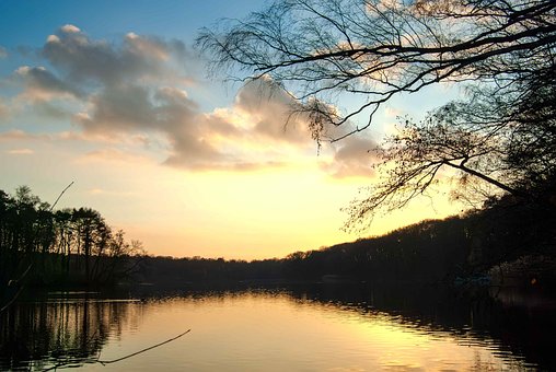 Lago, Natureza, Panorama, Pôr Do Sol