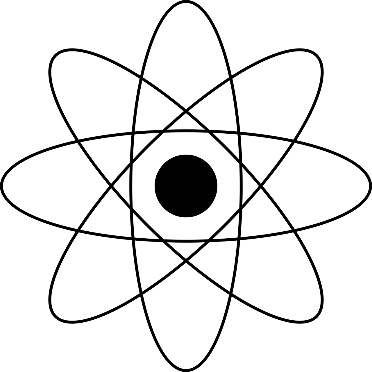 Free atom nuclear physics illustration