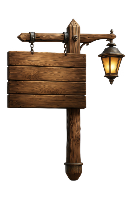 Free wooden signpost vintage sign fantasy lantern illustration