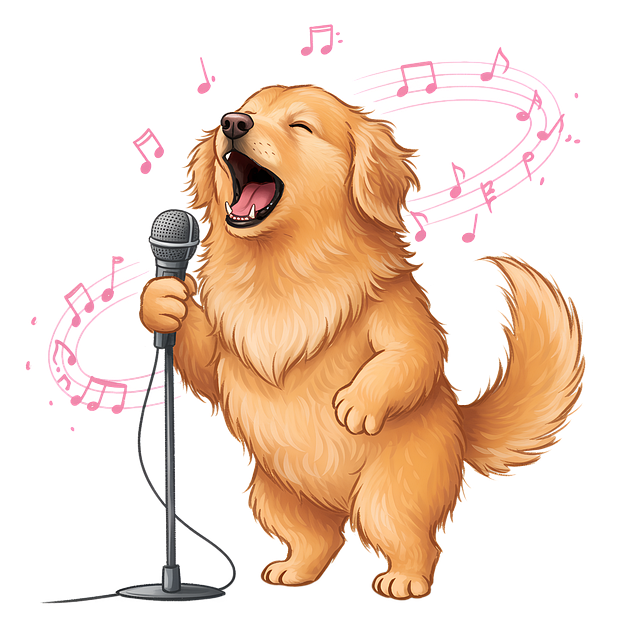 Free dog singer microphone illustration