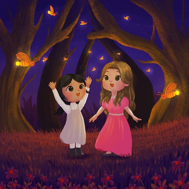 Download free HD stock image of Fireflies Forest Free fireflies forest nature illustration