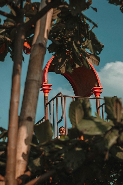 Spielplatz, Kind, Natur, Baum, Rot