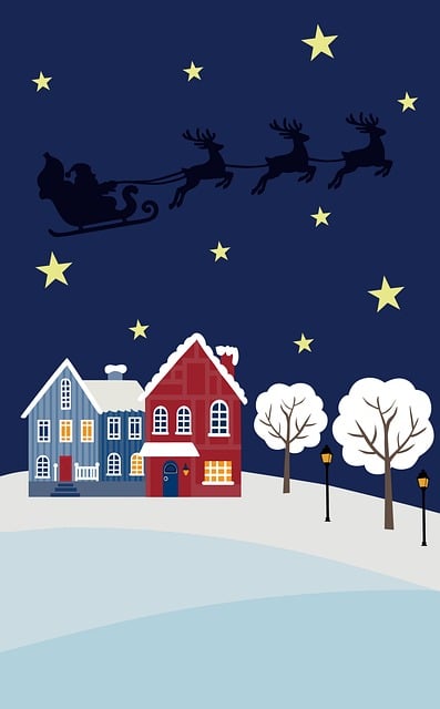 Free santa claus reindeer sleigh nature illustration