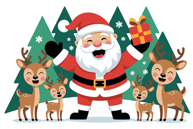Papá Noel, Reno, Cachorros, Navidad