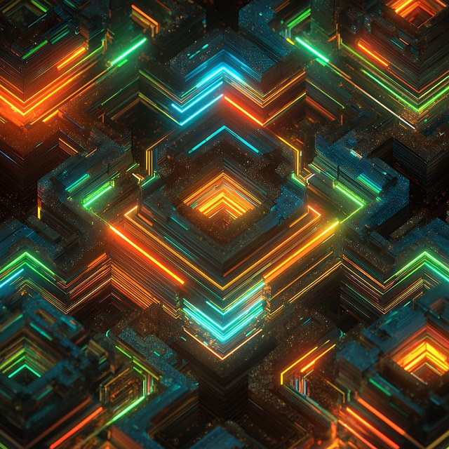 Free abstract geometric neon illustration