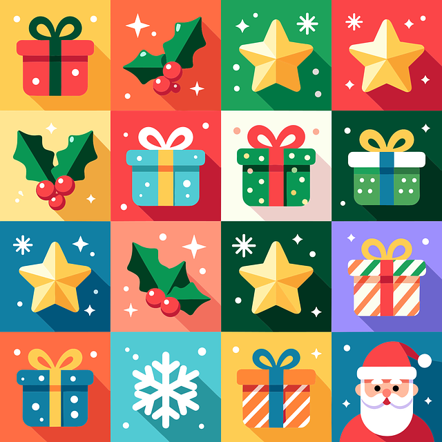 Free christmas pattern holiday gifts festive icons vector