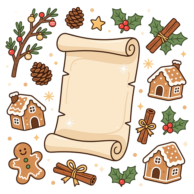 Free christmas scroll gingerbread house gingerbread man vector