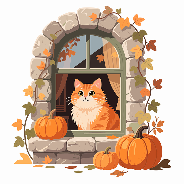Free cat orange cat pumpkins vector