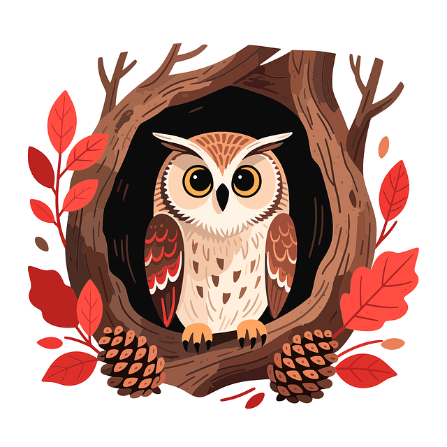 Free owl forest owl autumn leaves vector