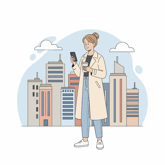 Free city girl smartphone woman walking vector