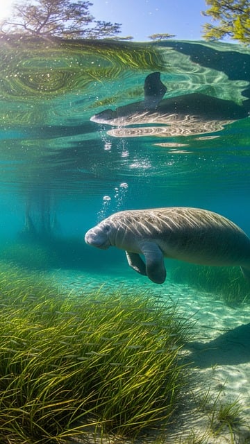 Free manatee sea cow gentle illustration