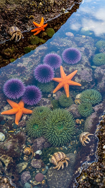 Free tide pool microcosm sea urchin illustration