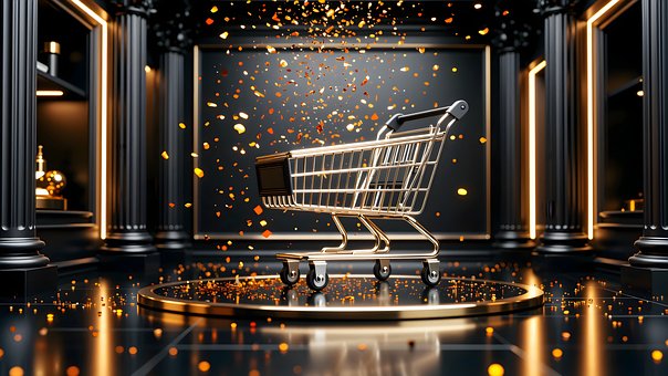 Free Gold Shopping Cart Luxury Sale illustration and picture