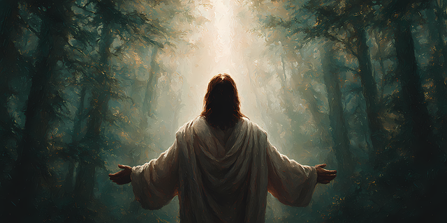 Free jesus solitude forest illustration