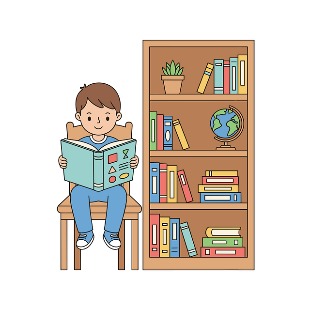 Free boy reading books vector
