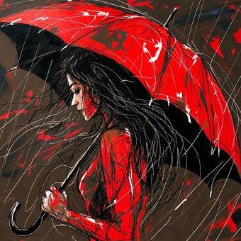 Free Red Dress Rose Petals illustration and picture