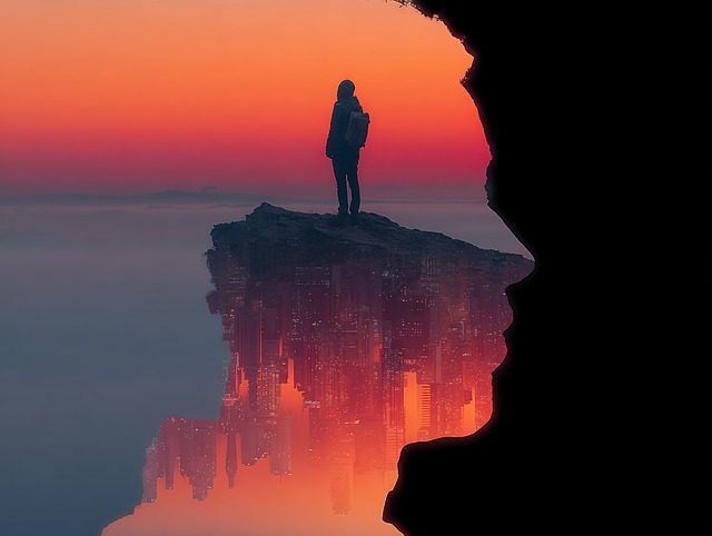 Free person cliff edge illustration