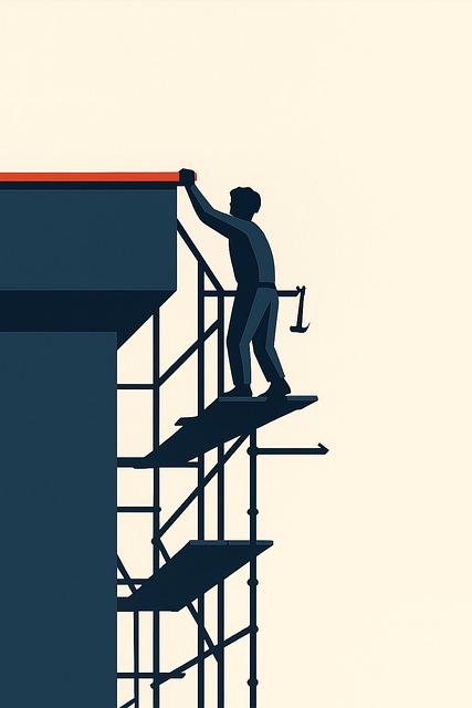 Free construction worker scaffolding building maintenance illustration