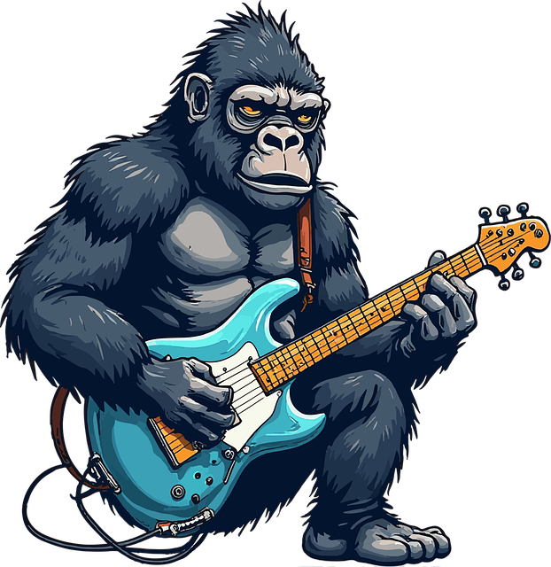 Gorilla, Gitaar, Spelen, Grafisch, Kunst