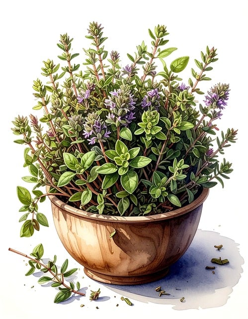Free thyme herbs nature illustration