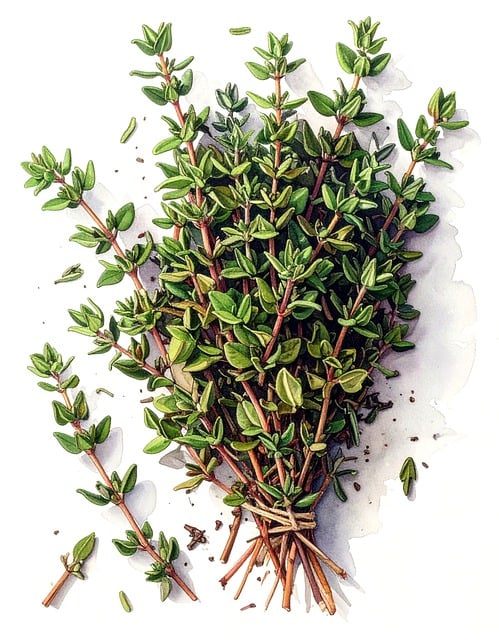 Free thyme herbs nature illustration